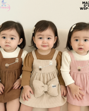 Baby Needs Frock with Long Sleeve Knee-Length and Round Color Style Size- S*XL