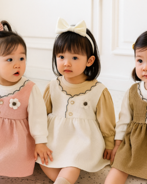 Baby Needs Frock with Long Sleeve Knee-Length and Round Color Style Size- S*XL